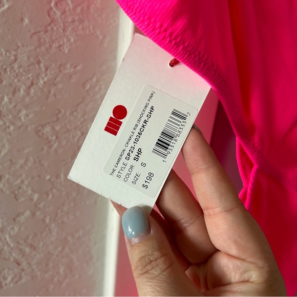 NWT Revolve Solid Striped Cameron Cutout One Piece Swimsuit Neon Pink - Picture 3 of 4